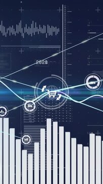 Vertical video: Light sweep starting cart HUD, rings spinning, moving lines, pulsing bars for sales