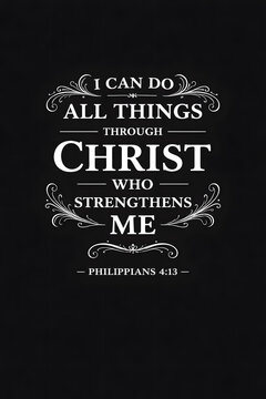 Inspirational quote about faith and strength from Philippians displayed in a simple design