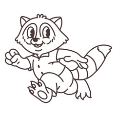 Naklejka premium Black and white drawing of a raccoon
