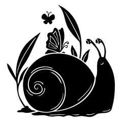 Charming snail and butterfly garden illustration © Vexels