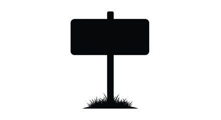 A simple black signpost with grass below a stark silhouette © MD
