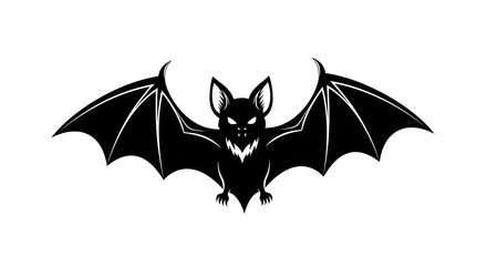 Fototapeta premium spooky bat icon, black silhouette on white