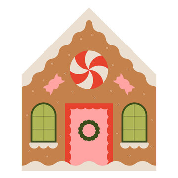 Gingerbread house with a big candy