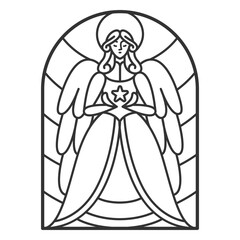 Fototapeta premium Angel holding a candle in a stained glass window
