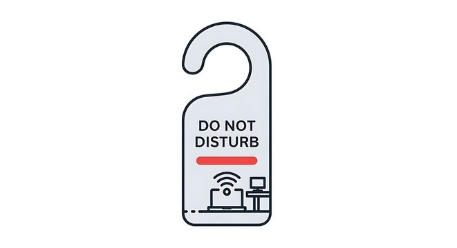 Do Not Disturb Door Hanger with Wi-Fi and Bed Icons for Hotel or Remote Work