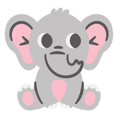 Fototapeta premium Gray elephant with pink ears sitting