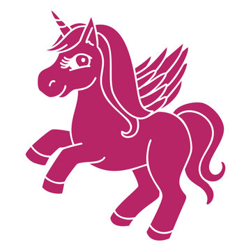 Pink unicorn with wings