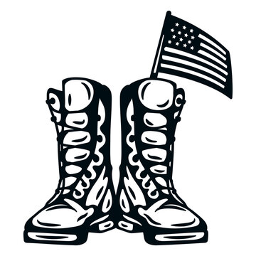 Pair of boots with an american flag
