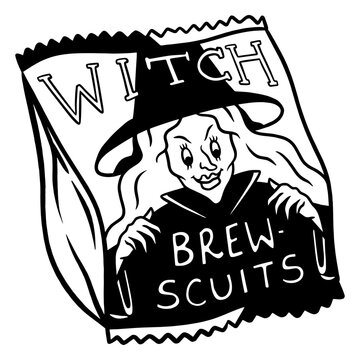 Whimsical witch cookie packaging design