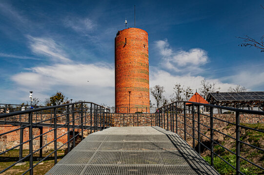 Tower of the ruined brick gothic castle in Grudziądz, Poland