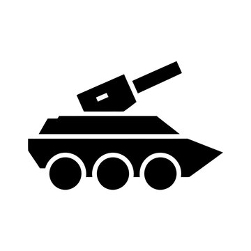 Vector of a military tank with turret and wheels
