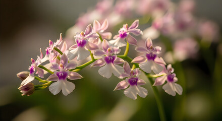Obraz premium A delicate branch of pink and white flowers on transparent background