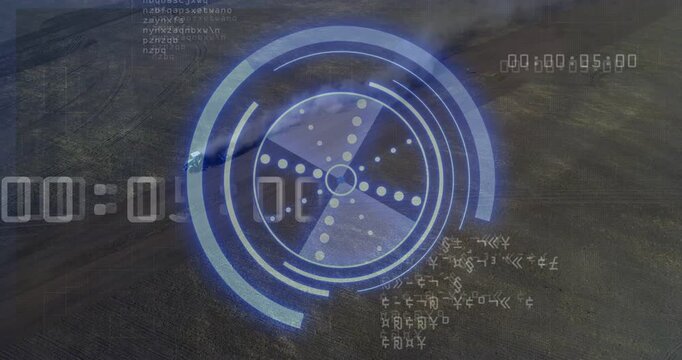 Vertical video: Timer starting, vehicle moving across farm, HUD scanning for survey, dust trailing