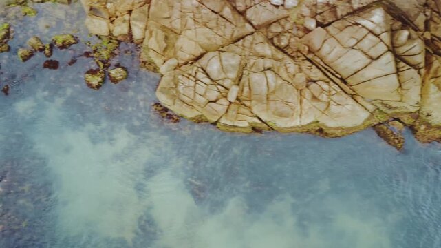 Garopaba Bay Drone View with Fishing Boats, Turquoise Sea and Rocky Coastline