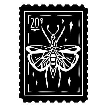 Insect postage stamp outline design
