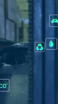 Vertical video: On sensor alert UI showing green icons over left tank and rail, showing eco metrics