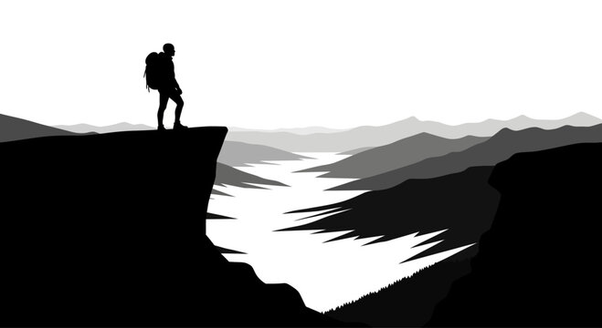 Silhouette of a solo male hiker.