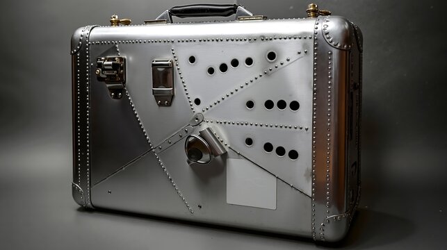 A silver suitcase sitting on top of a table