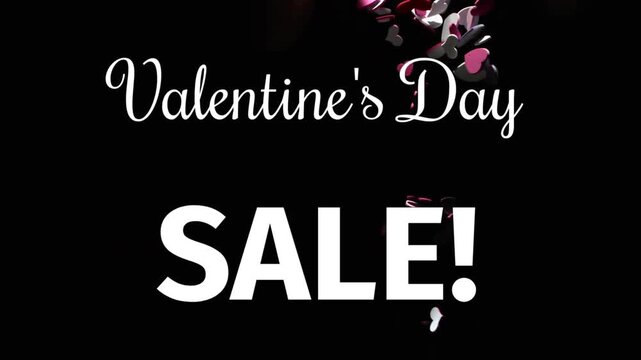Animation of valentine's day sale text over pink hearts