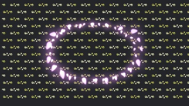 Animation of christmas decoration fairy lights with copy space over green circles
