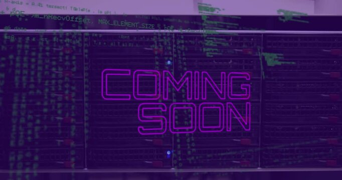 The video showcases the animation of data processing over close up of computer server