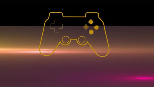 Animation of game controller with lens flares over abstract background