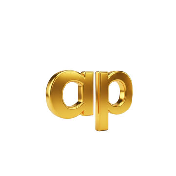 Shiny gold lowercase 'ap' logo