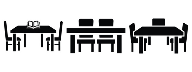 Obraz premium library table silhouette illustration icon set, Modern furniture vector designs.