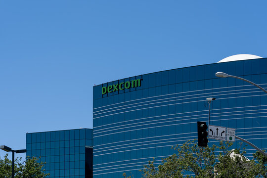 San Diego, CA, USA - July 9, 2022: DexCom sign on its  headquarters building in San Diego, CA, USA. DexCom, Inc. is a company that manufactures glucose monitoring systems.