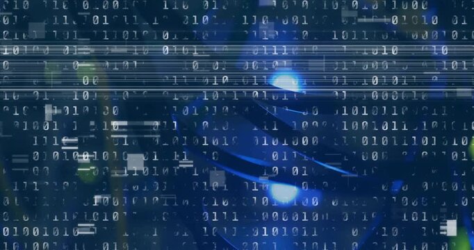 Animation of interference and binary coding over server room