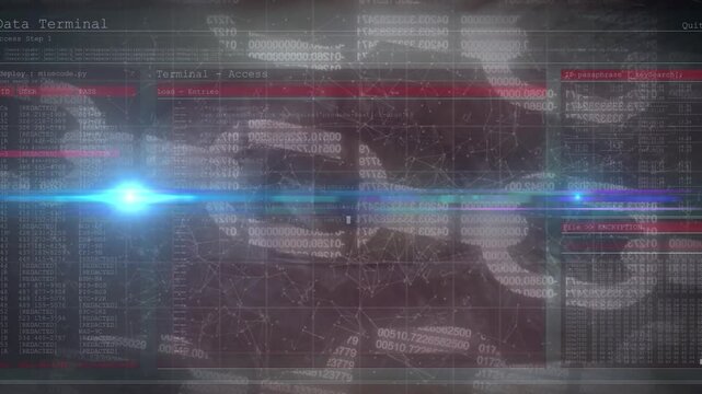Animation of data processing and chain over eye