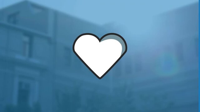 Animation of heart icon over cityscape