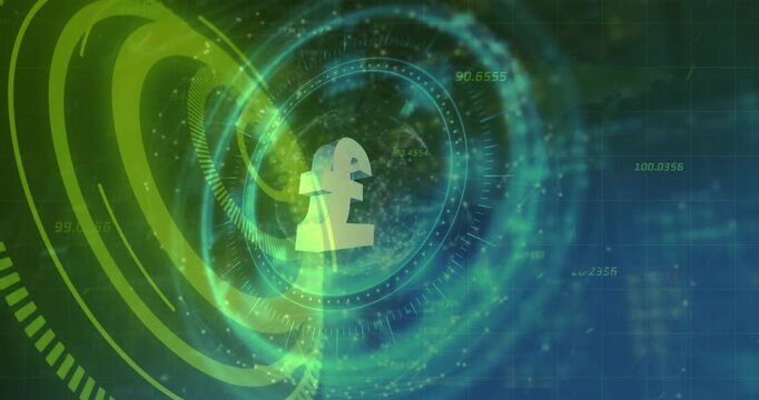 Animation of pound sign, scopes scanning and data processing
