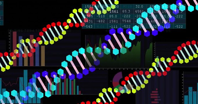 Animation of digital data processing over dna strands