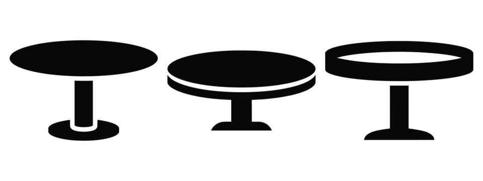 round table silhouette illustration icon set, Modern furniture vector designs.