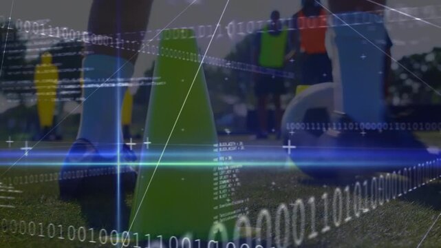 Animation of data processing over diverse football players
