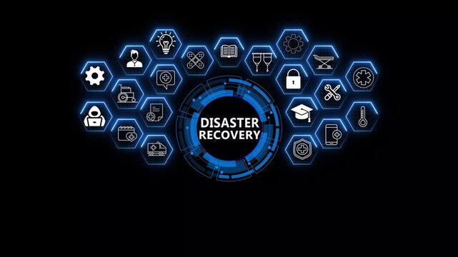 Next-Generation Technology Projector Highlighting Disaster Recovery, Digital Risk Management, and Interactive Business Continuity Solutions for Modern Enterprises