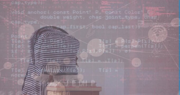 Animation of data processing over school bag
