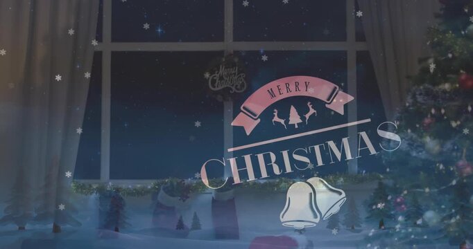 Animation of christmas greetings text over christmas decorations