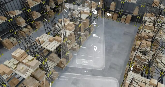 Animation of diagrams and data processing over warehouse