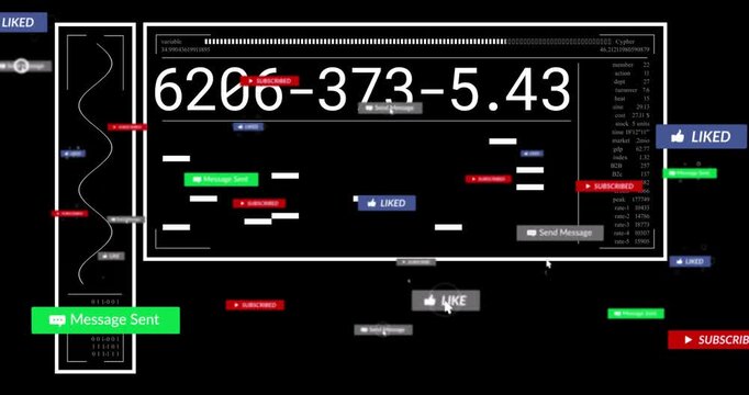 Black screen starting main panel showing codes updating notifications streaming for data monitoring