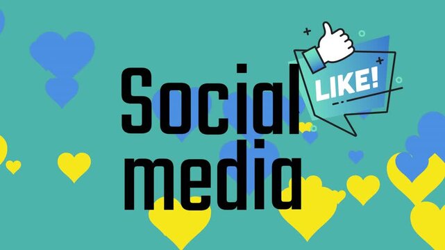 Animation of social media text over hearts