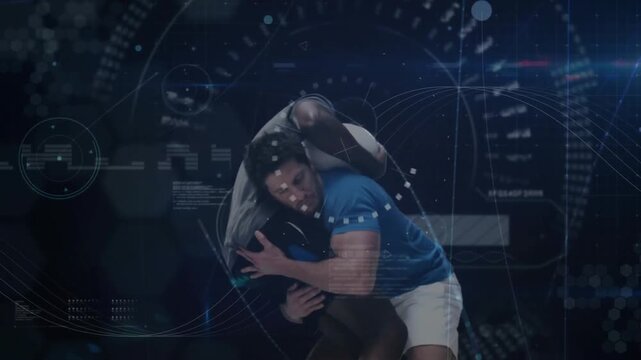 Animation of network of connections over diverse rugby players