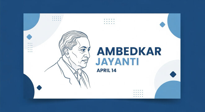 Minimal modern Ambedkar Jayanti social media template with blue and white color palette
