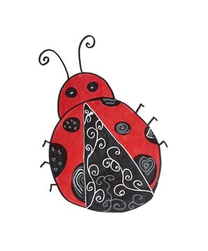 Stock illustration of a ladybug with an ornament on its back