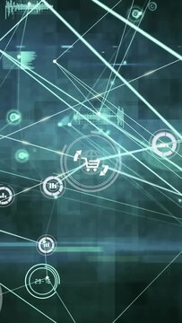 Vertical video: Ring appearing center cart HUD revealing lines reaching nodes pulsing showing sales