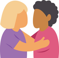 Fototapeta premium Two diverse people embracing, representing care and community