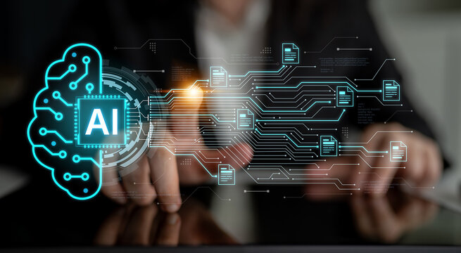 Artificial intelligence using AI neural processing and circuit to transform AI data into actionable output by smart automated AI reasoning science. Future of cognitive tech deep learning NPU. Corpus