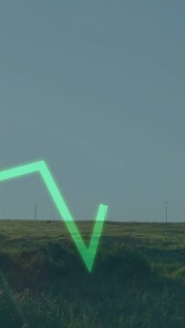 Vertical video: Neon lines appearing lower-left, tracing data peaks across sky, visualizing tech