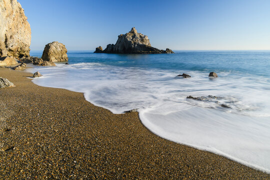 Waves and sea stacks at the beach, Aichi, Japan